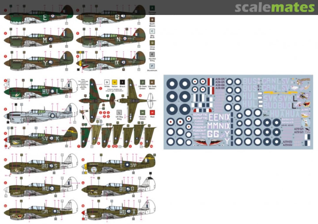 Contents P-40 Kittyhawk 72003 DK Decals