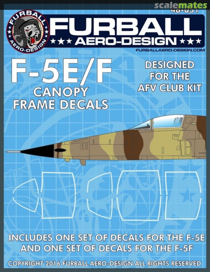 Boxart F-5E/F Canopy Frame Decals 48-051 Furball Aero-Design