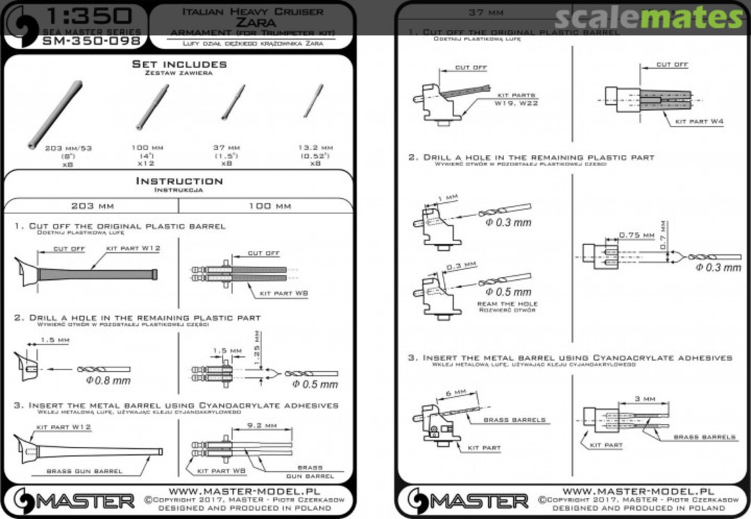 Boxart Italian Heavy Cruiser Zara Armament (For Trumpeter Kit) SM-350-098 Master