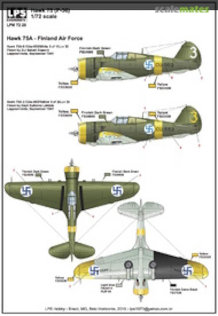 Boxart Curtiss Hawk 75A (P-36) Finnish Air Force x 2 LPM72-28 LPS Hobby