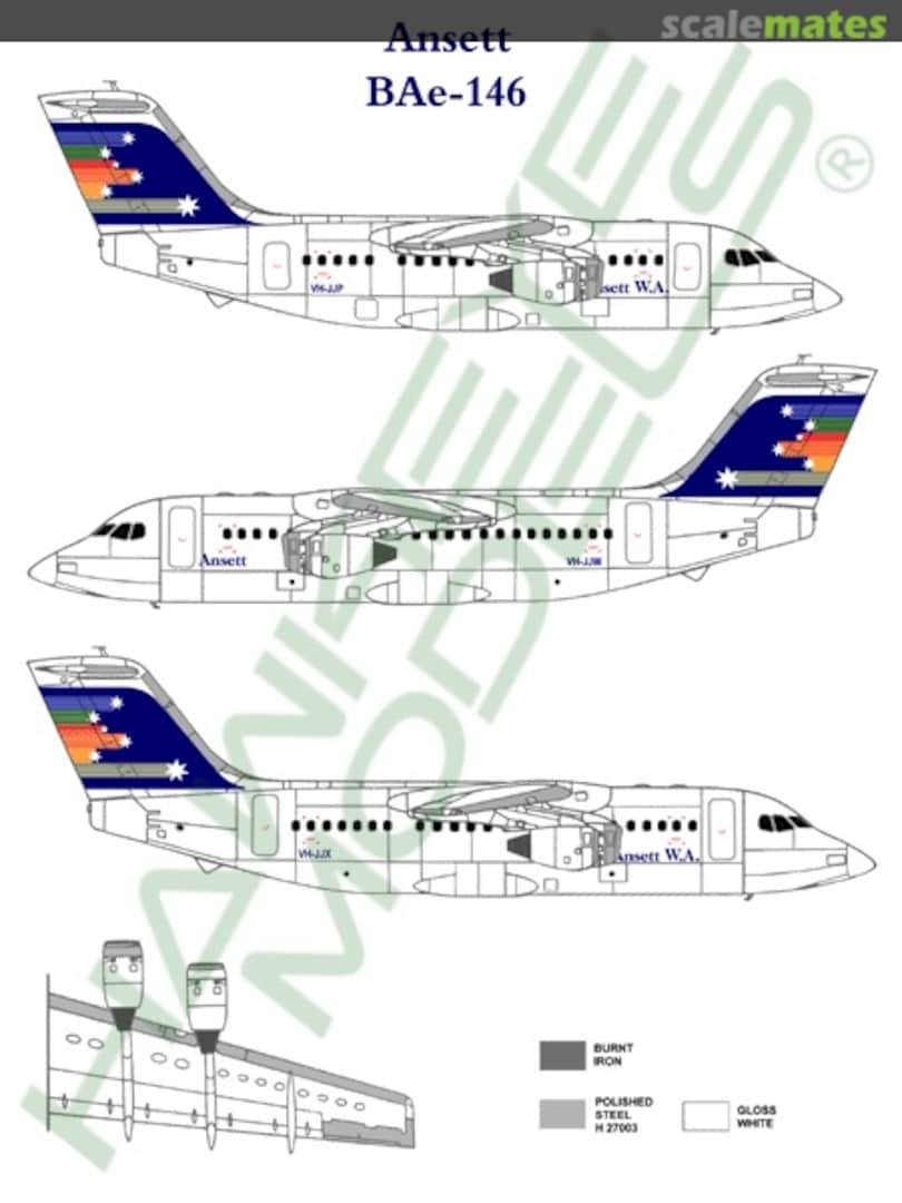 Boxart Ansett W.A. - BAe 146-200, Southern Cross 1980s CDS-008 Hawkeye Models