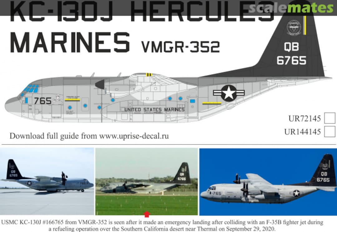 Boxart KC-130J Hercules Marines with stencils FFA-removable film UR72145 UpRise