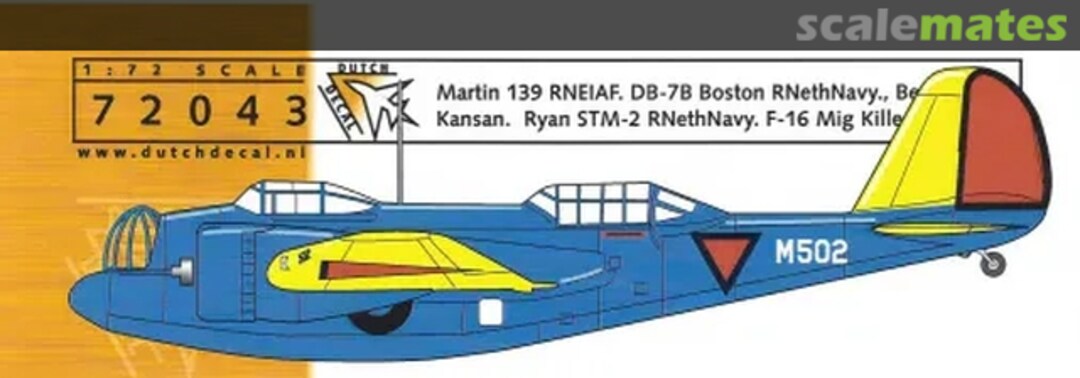 Boxart Martin 139 RNEIAF etc 72043 Dutch Decal