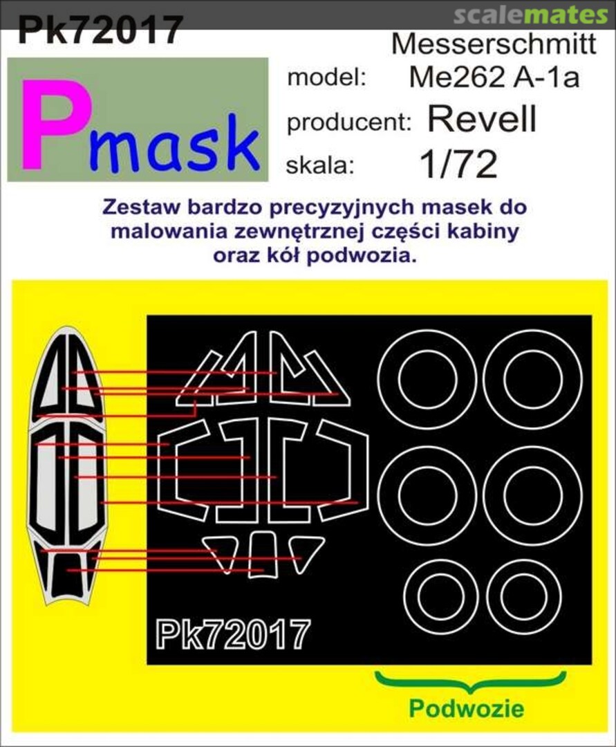 Boxart Messerschmitt Me262 A-1a PK72017 Pmask