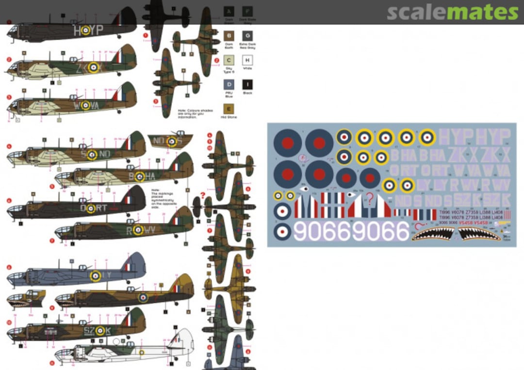 Contents Bristol Blenheim 72004 DK Decals