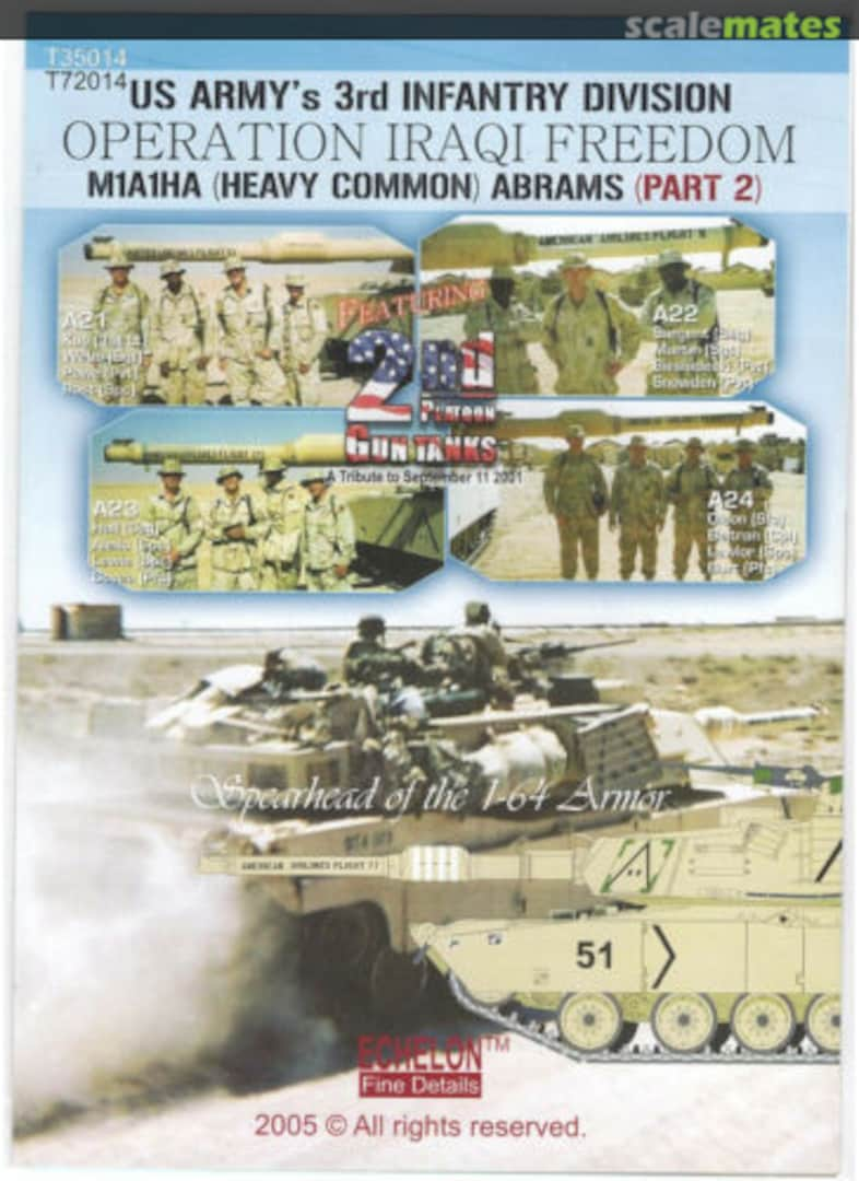 Boxart US Army M1A1HA Abrams in Operation Iraqi Freedom (2) T35014 Echelon Fine Details