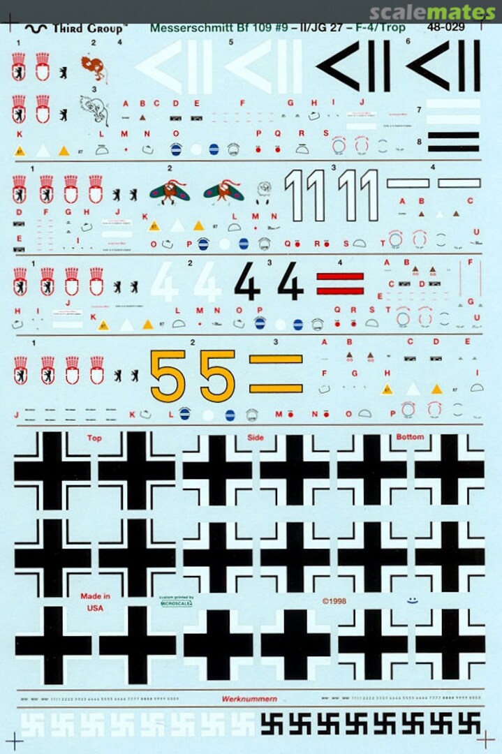 Boxart Messershmitt Bf 109F-4/Trop 48-029 Third Group Decals