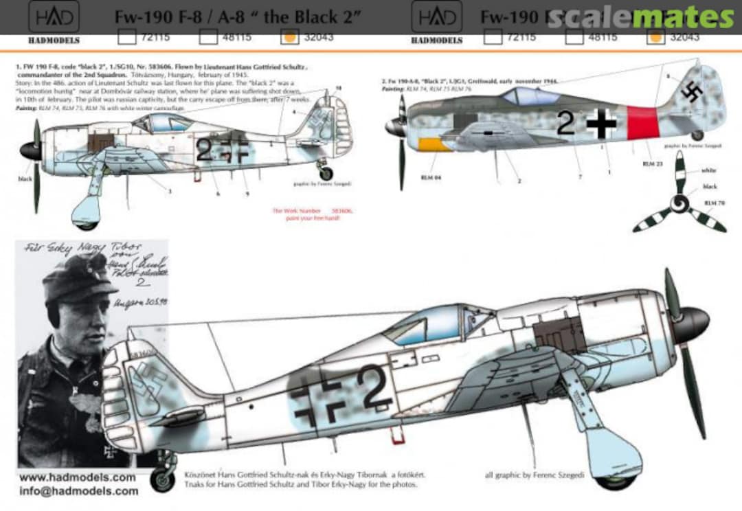 Boxart Focke-Wulf FW-190 F-8 (Black 2) 32043 HADmodels 