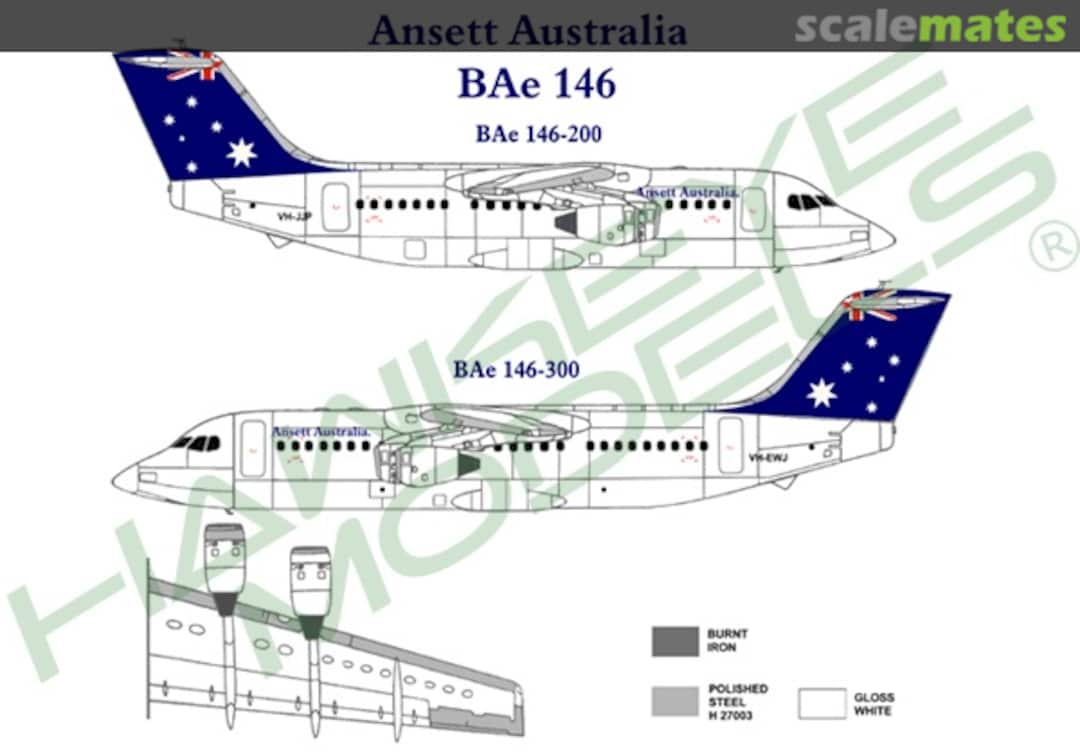 Boxart Ansett Australia - BAe 146-200/300, Flag scheme CDS-009 Hawkeye Models