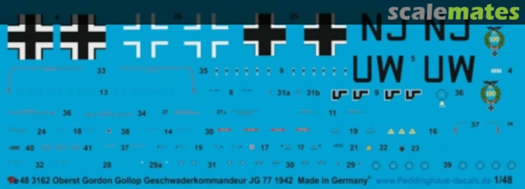 Boxart Bf 109 F4 Oberst Gordon Gollob, Geschwaderkommandeur JG 77, 1942 48 3162 Peddinghaus-Decals