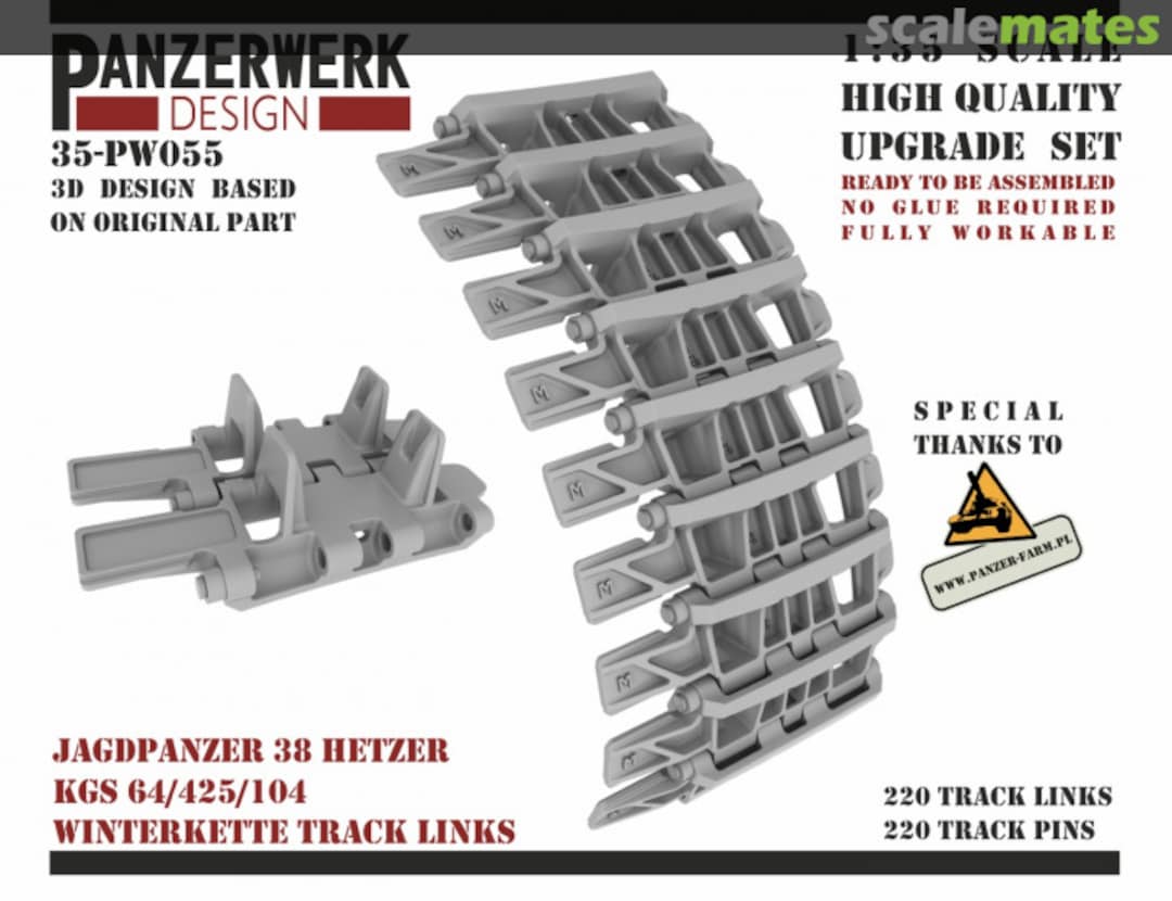 Boxart Jagdpanzer 38 Hetzer KGS 64/425/104 Winterkette Track Links 35-PW055 Panzerwerk design