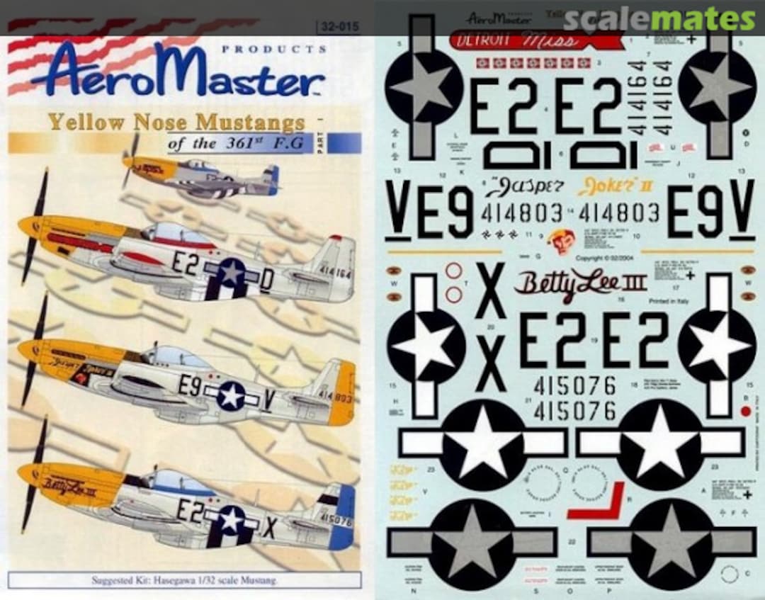 Boxart Yellow Nose Mustangs of the 361st F.G Part I 32-015 AeroMaster