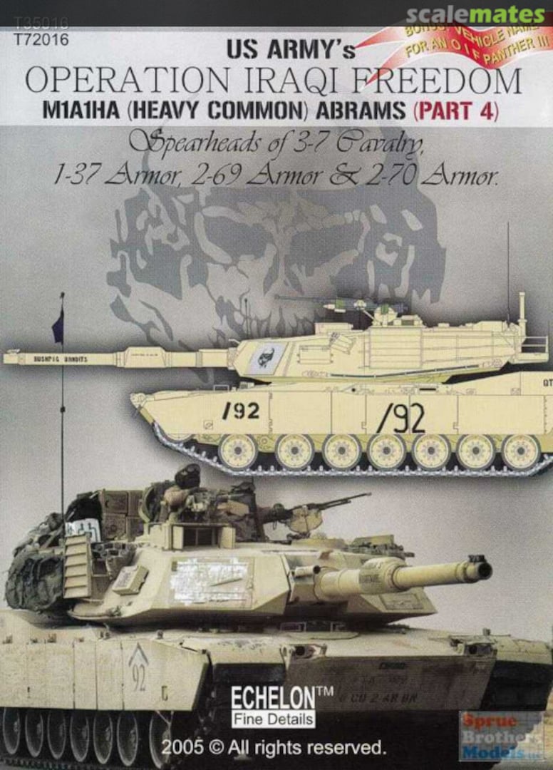 Boxart US Army M1A1HA Abrams in Operation Iraqi Freedom (4) T35016 Echelon Fine Details