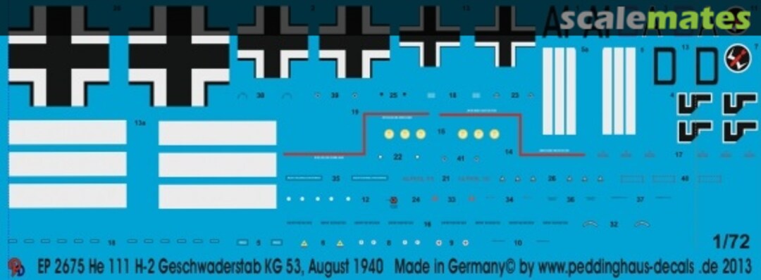 Boxart He 111 H-2 Geschwaderstab KG 53, August 1940 EP 2675 Peddinghaus-Decals