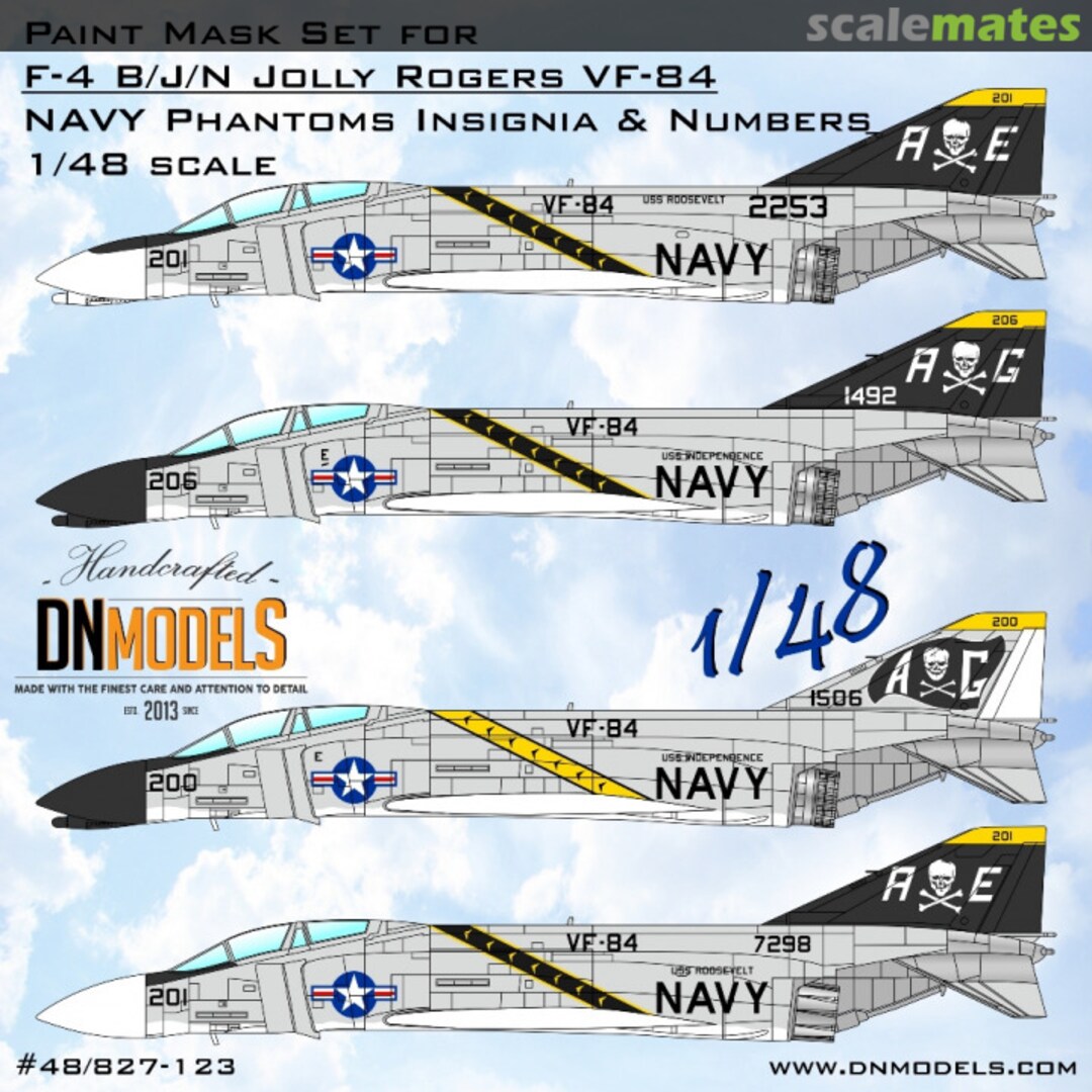 Boxart F-4 B/J/N Jolly Rogers NAVY Phantoms Insignia & Numbers Paint Masks Set 48/827-123 DN Models