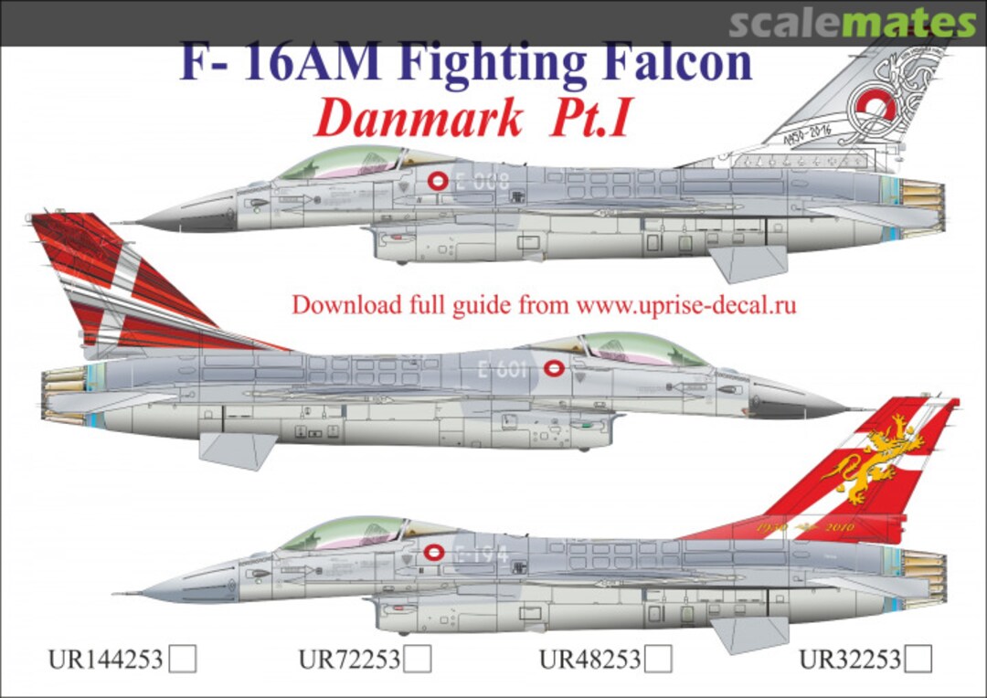 Boxart F-16AM Fighting Falcon Danmark Pt.I with stencils, FFA (removable film) UR72253 UpRise