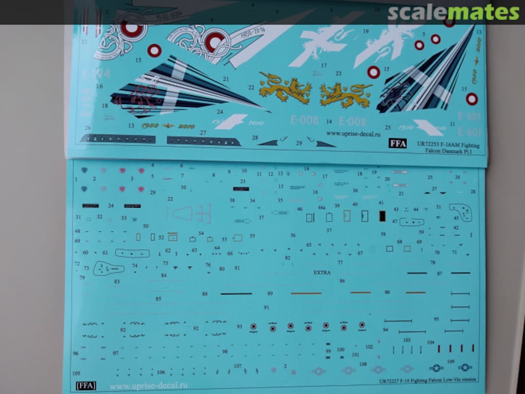 Contents F-16AM Fighting Falcon Danmark Pt.I with stencils, FFA (removable film) UR72253 UpRise