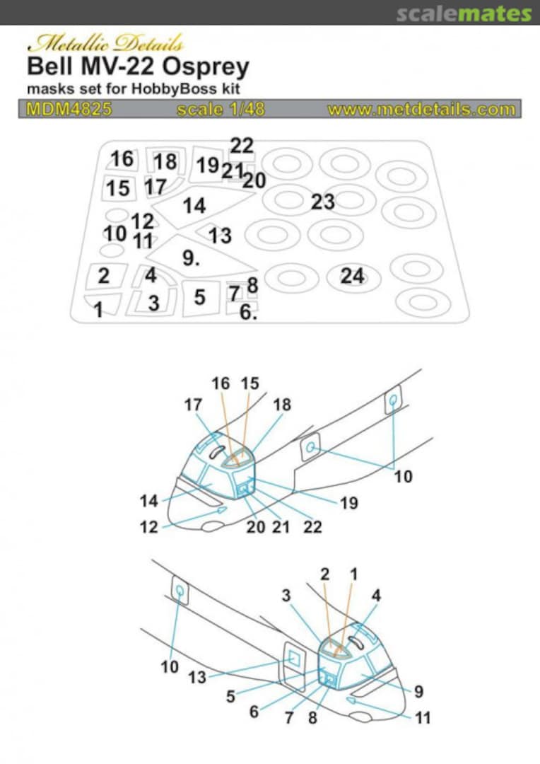 Boxart Bell MV-22 Osprey. Masks MDM4825 Metallic Details