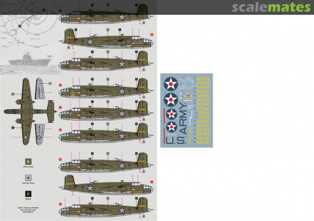 Contents B-25B Mitchell 72006 DK Decals