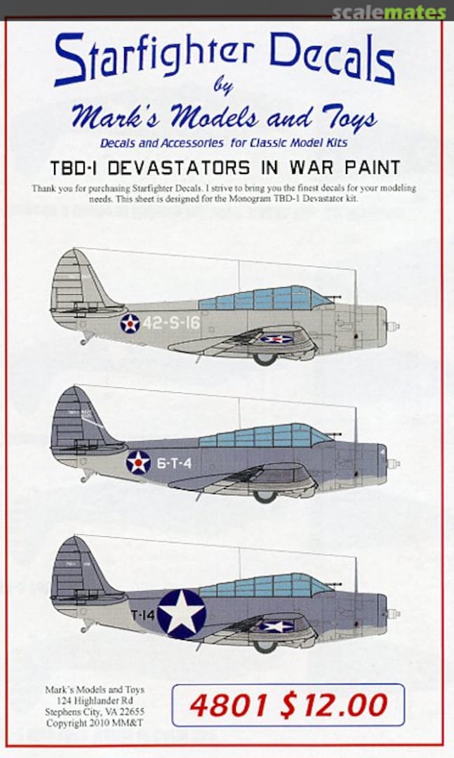 Boxart TBD-1 Devastators in War Paint 4801 Starfighter Decals