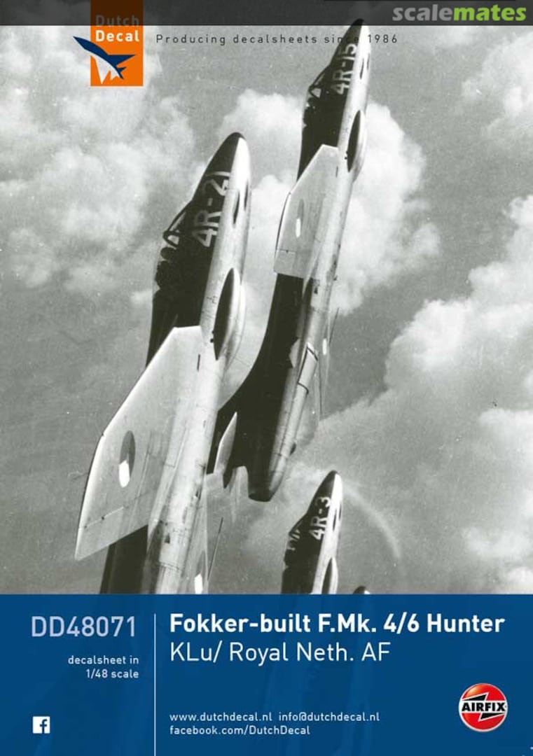 Boxart Fokker-built F.Mk.4/6 Hunter, KLu/RNeth.Af DD48071 Dutch Decal