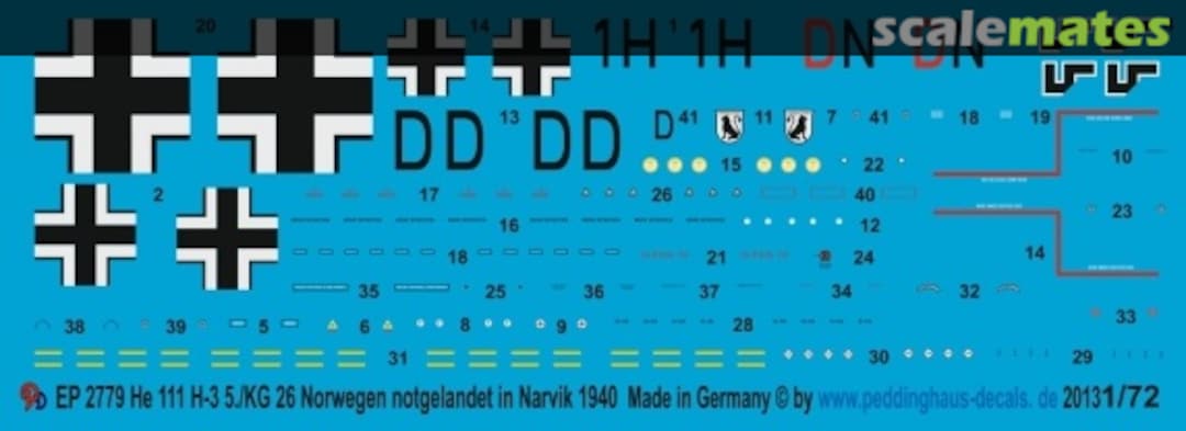 Boxart He 111 H-3 5./KG 26 Norwegen notgelandet in Narvik 1940 EP 2779 Peddinghaus-Decals