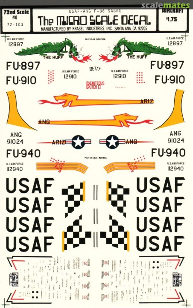 Boxart F-86 Sabre USAF-ANG 72-103 Microscale