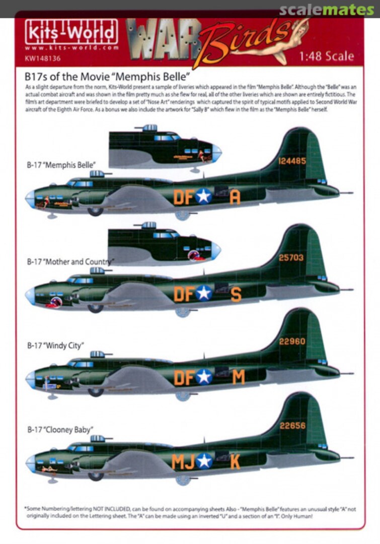 Boxart B-17s of the Movie "Memphis Belle" KW148136 Kits-World