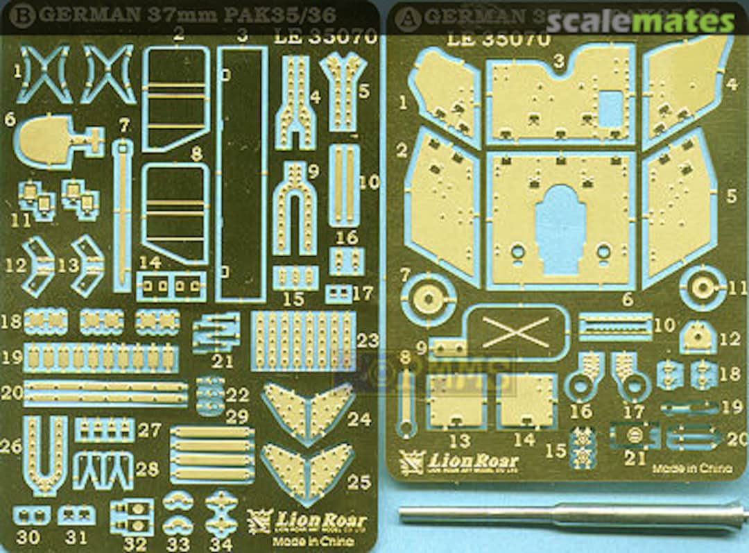 Contents 3.7cm PaK 35/36 & Gun Barrel LE35070 Lion Roar