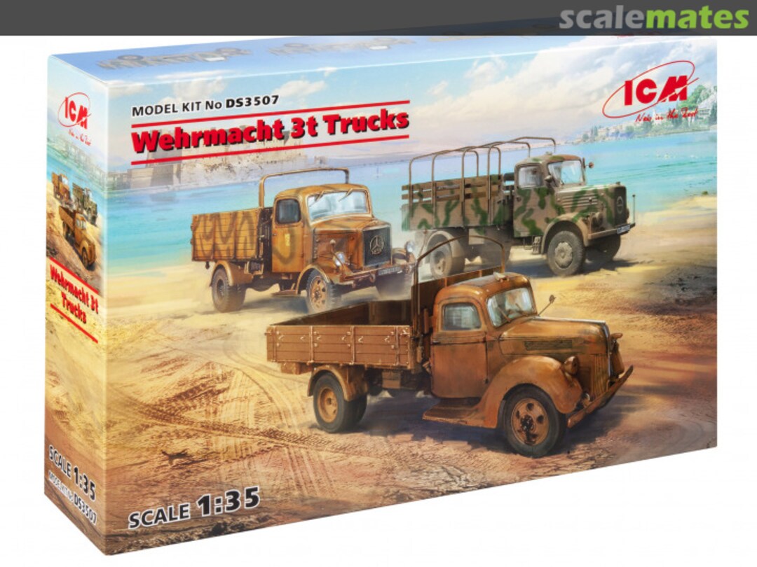 Boxart Wehrmacht 3t Trucks (V3000S, KHD S3000, L3000S) DS3507 ICM