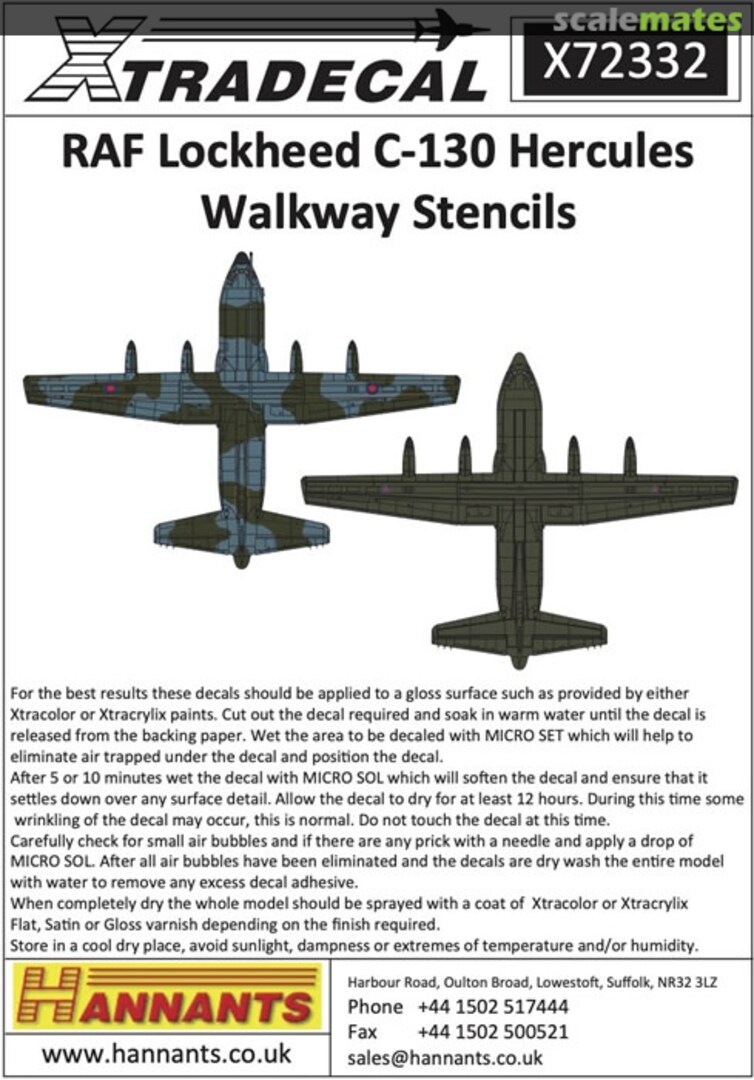 Boxart RAF Lockheed C-130 Hercules Walkway Stencils X72332 Xtradecal