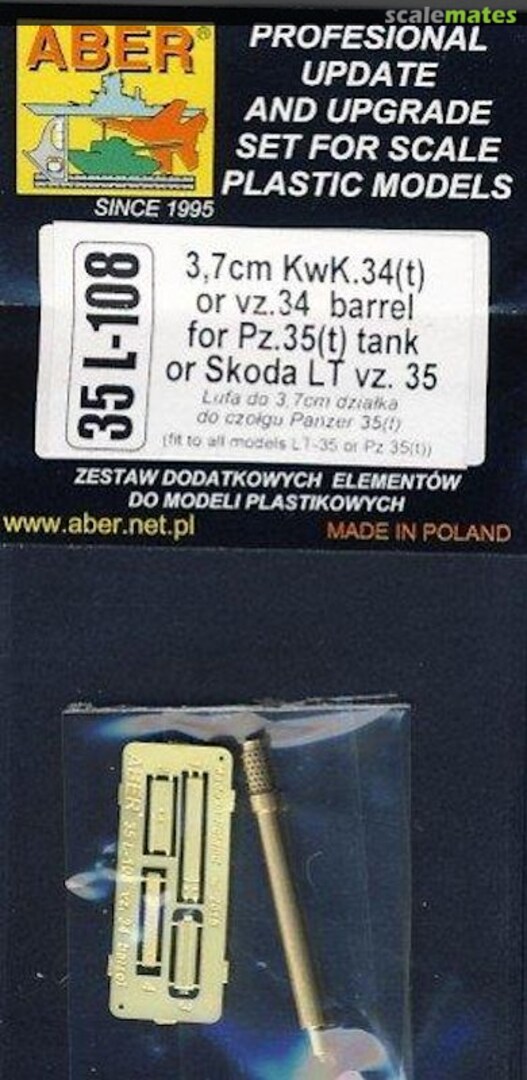 Boxart 3,7cm KwK 34(t)/37mm ÚV vz.34 barrel for Pz. 35(t)/LT vz. 35 tank 35L108 Aber