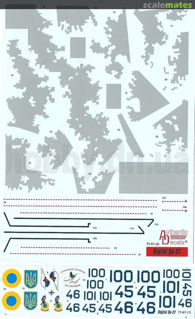 Boxart Digital Su-27 72-61 Authentic Decals