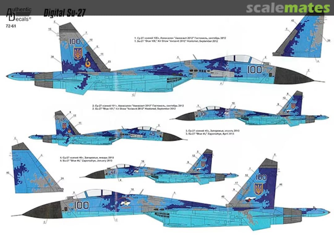 Contents Digital Su-27 72-61 Authentic Decals