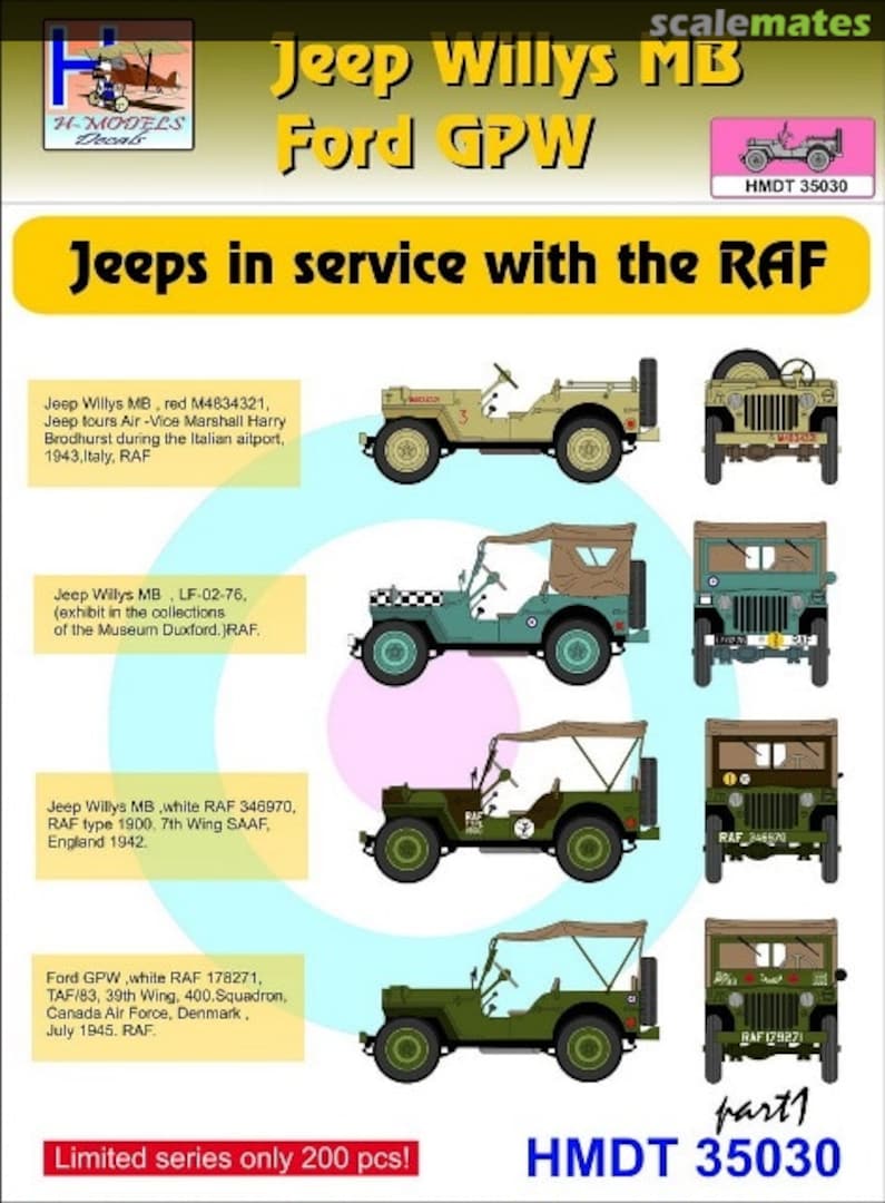 Boxart Willys Jeep MB/Ford GPW: RAF Jeeps Part 1 HMT35030 H-Models Decals