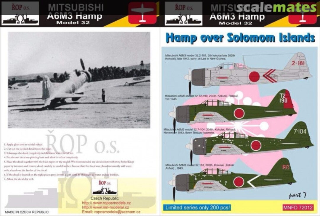 Boxart Mitsubishi A6M3 Hamp Model 32 - Hamp over Solomon Islands MNFDL72012 ROP o.s.