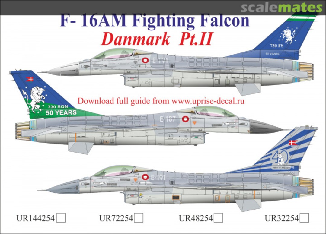 Boxart F-16AM Fighting Falcon Danmark Pt.II with stencils, FFA (removable film) UR32254 UpRise