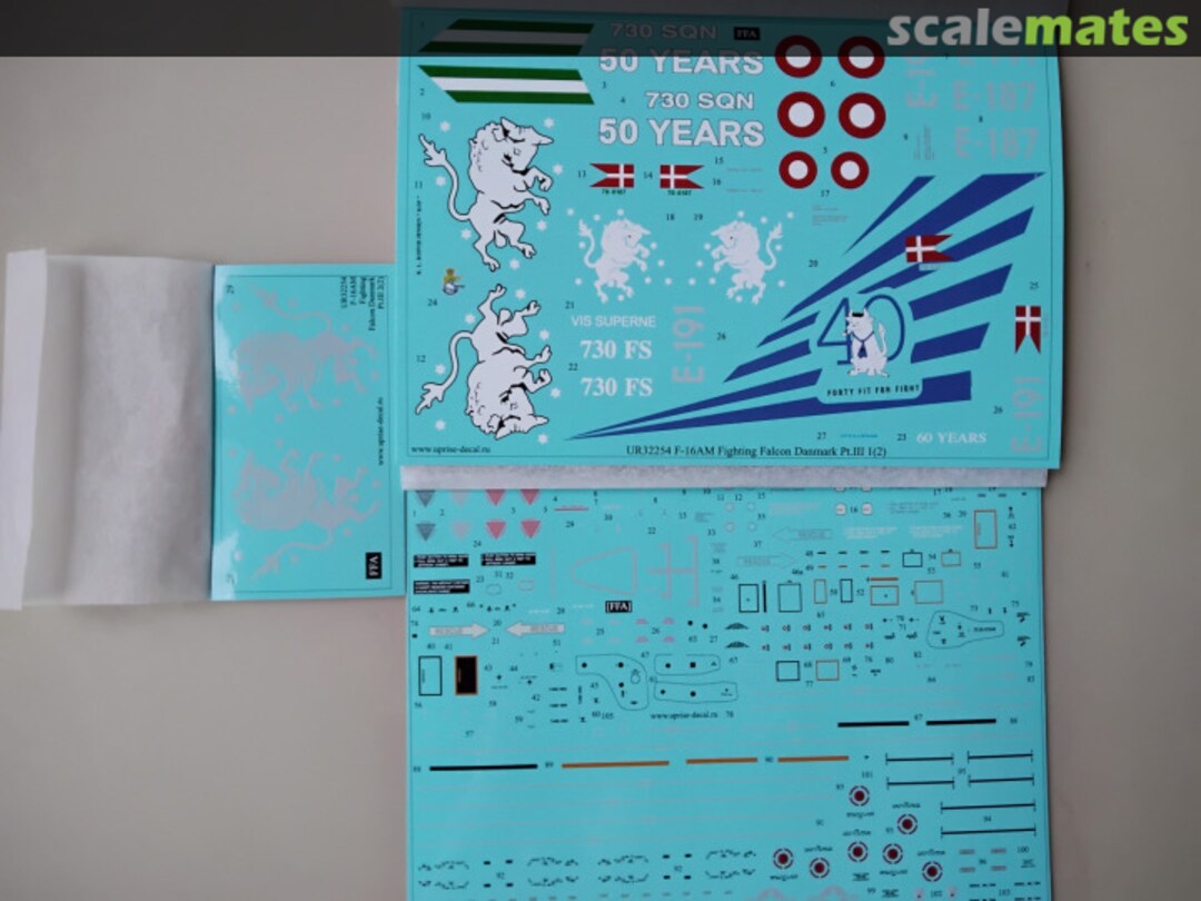 Contents F-16AM Fighting Falcon Danmark Pt.II with stencils, FFA (removable film) UR32254 UpRise