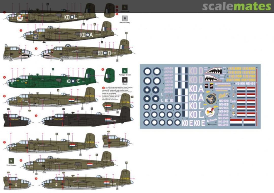 Contents B-25 Mitchell 72007 DK Decals