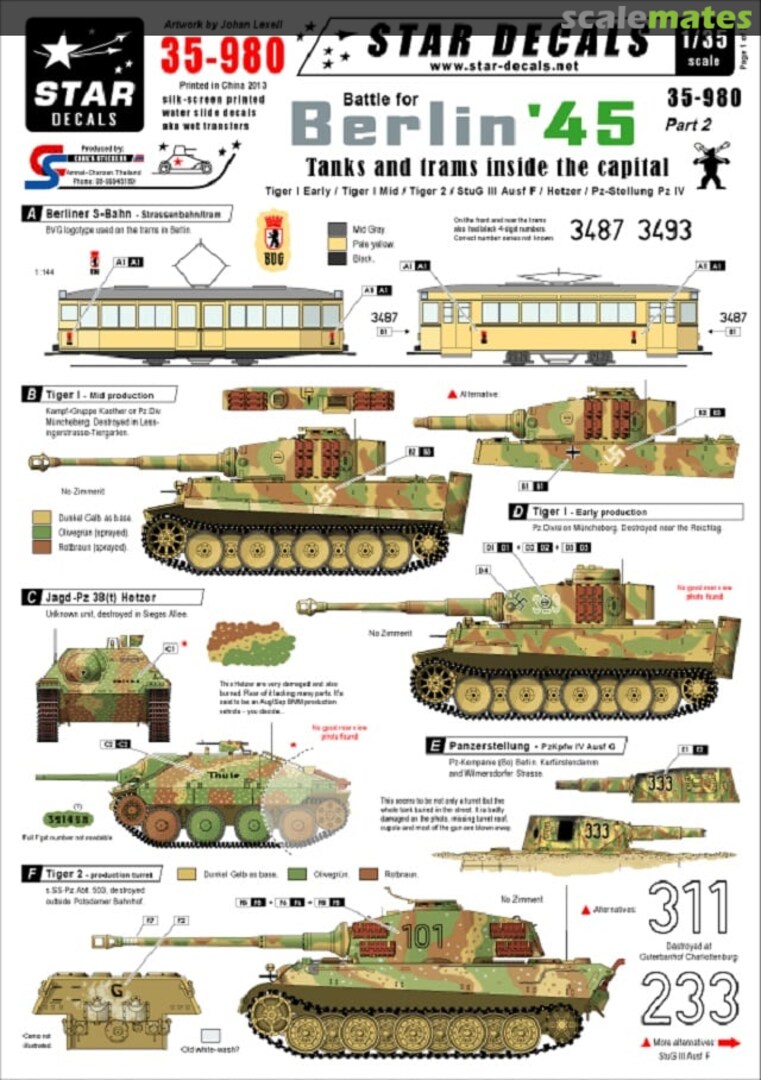 Boxart Battle for Berlin '45 #2 35-980 Star Decals