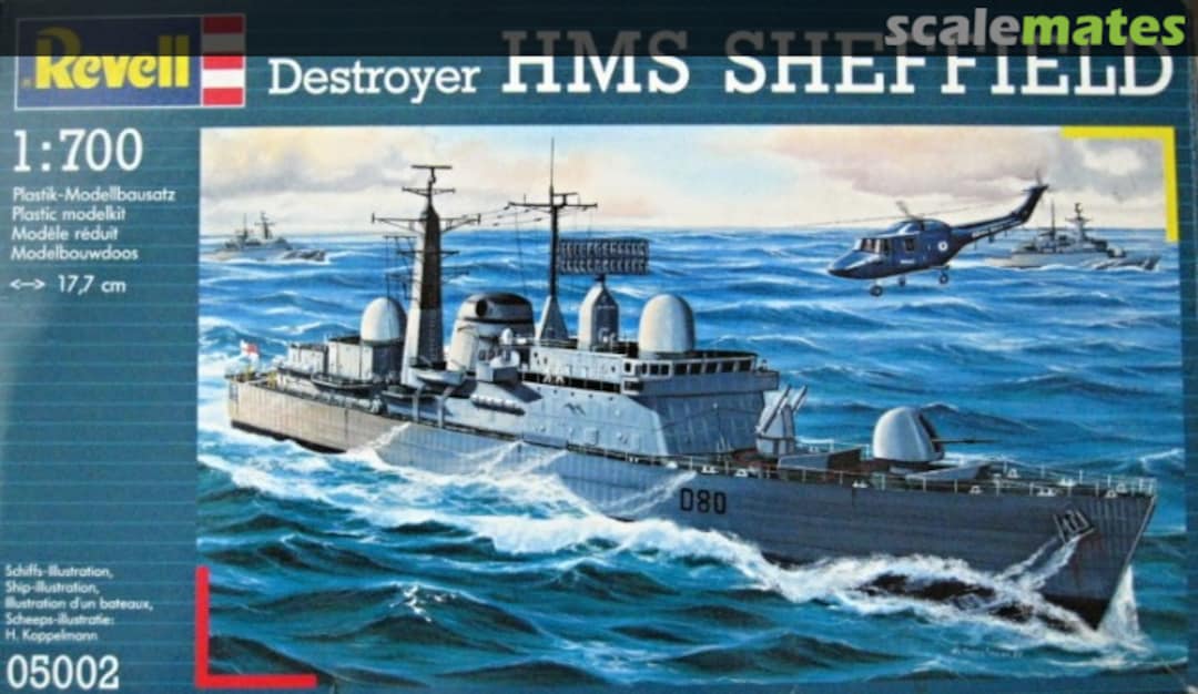 Boxart Type 42 Destroyer Batch 1 HMS D80 Sheffield 05002 Revell