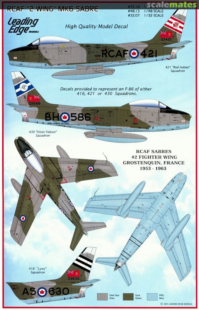 Boxart RCAF "2 WING" MK.6 Sabre 72.18 Leading Edge