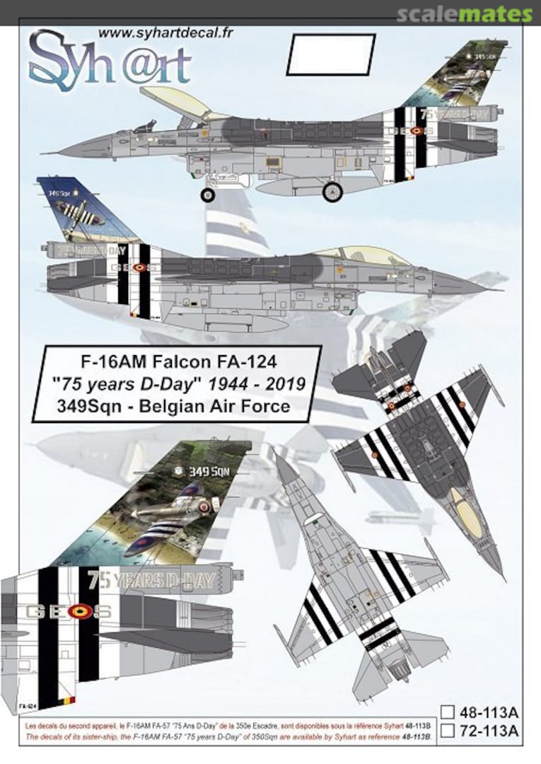 Boxart F-16AM Falcon FA-124 "75 years D-Day" 1944-2019 349Sqn - Belgian Air Force 48-113A Syhart