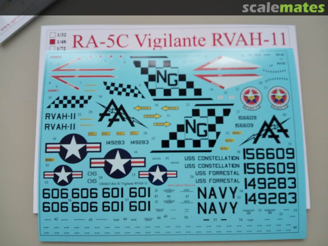 Contents RA-5C Vigilante with stencils UR4825 UpRise Decal Serbia