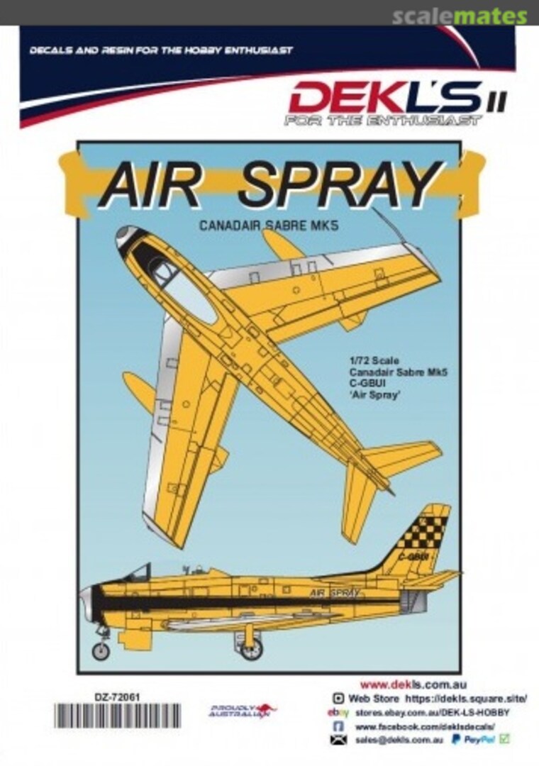 Boxart Air Spray Canadair Sabre Mk5 DZ-72061 DEKL's