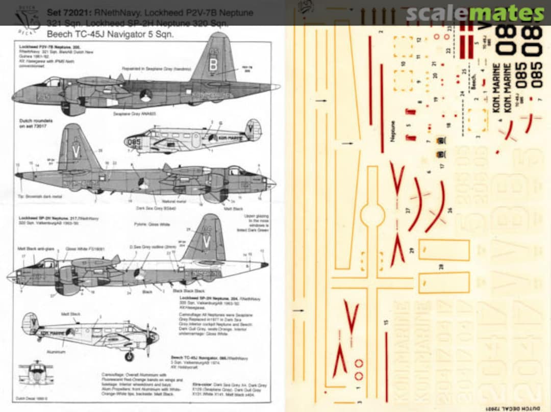 Boxart Lockheed P2V-7B / SP-2H Neptune; Beech TC-45J Navigator 72021 Dutch Decal