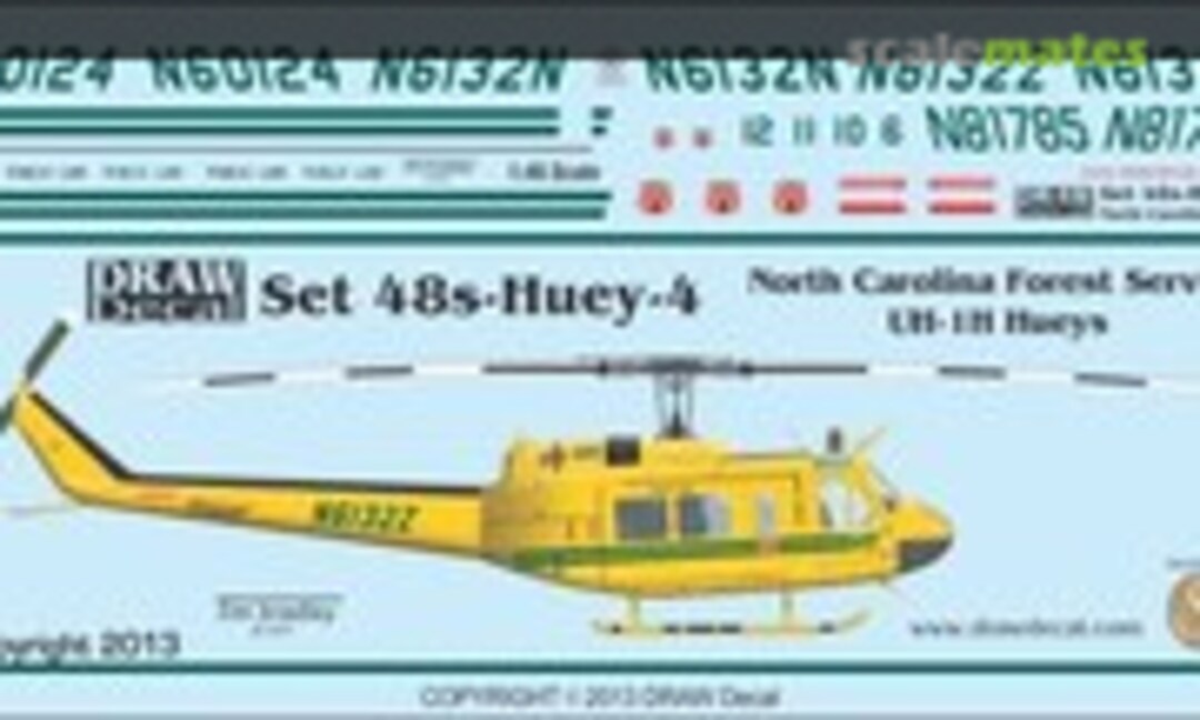 1:48 North Carolina Forest Service UH-1H Hueys (Draw Decal 48-Huey-4)