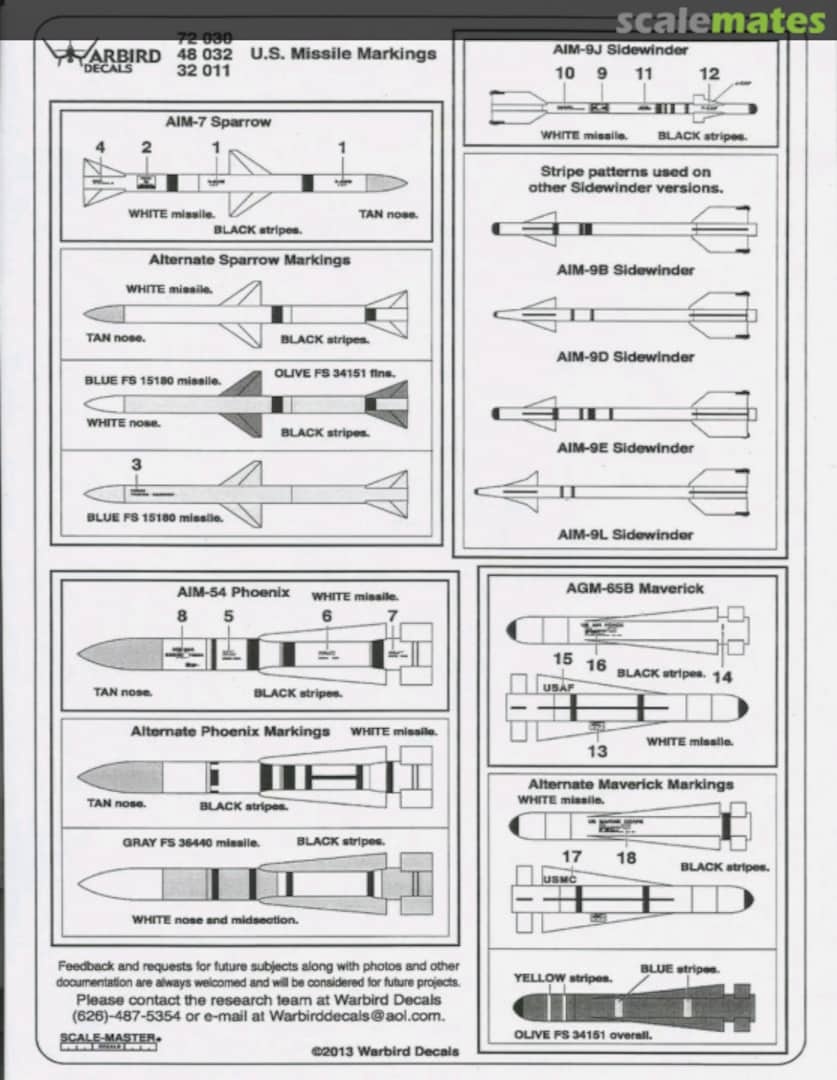 Boxart US Missile Markings 72030 Warbird Decals