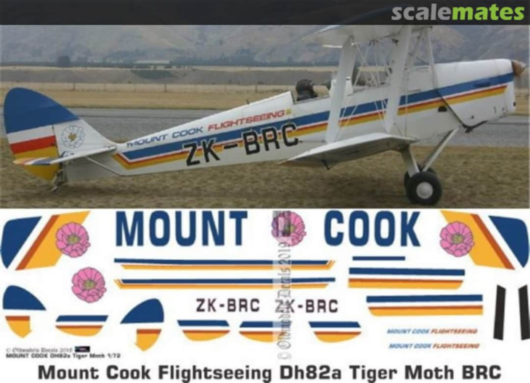 Boxart Mount Cook Airlines DH82a Tiger Moth BRC OMD1299 Oldmodels Decals