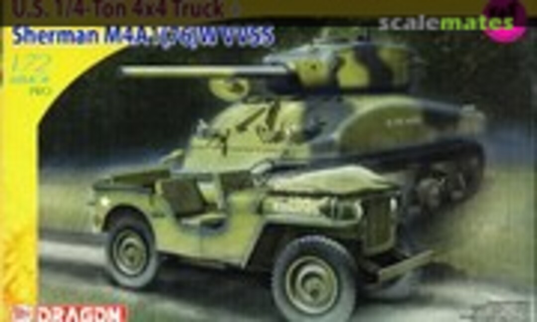 1:72 U.S. 1/4-Ton 4x4 Truck + Sherman M4A1(76)W VVSS (Dragon 7412)